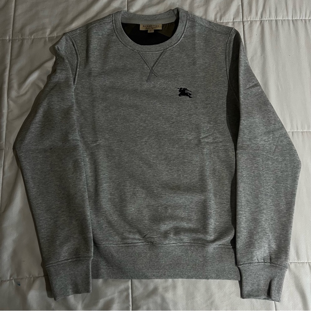 BURBERRY Gray Crewneck Sweater Cotton Cashmere Blend Size Small